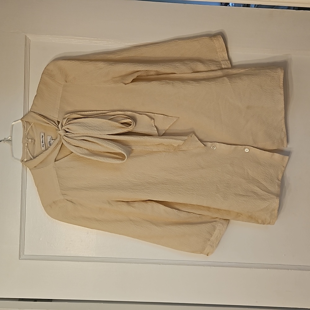L. L. Bean 100% Silk Tie-Front Blouse
